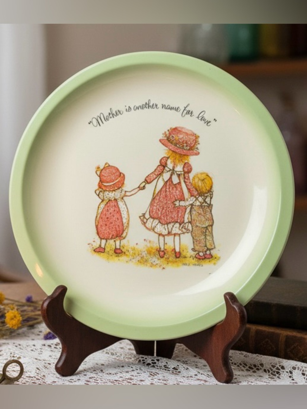 Vintage 1972 Holly Hobbie Collector Plate - "Mother is another name for love"
